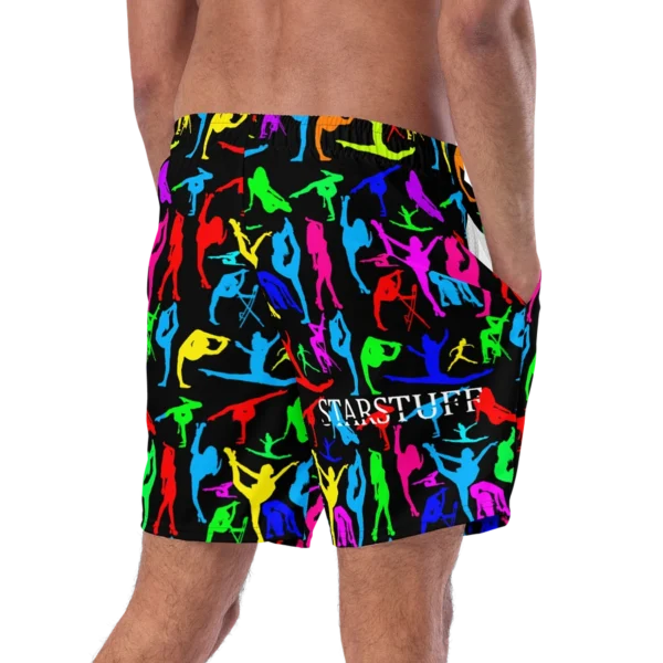 Black Bright Flexible StarStuff Swim Trunks