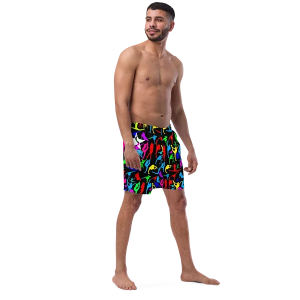 Black Bright Flexible StarStuff Swim Trunks